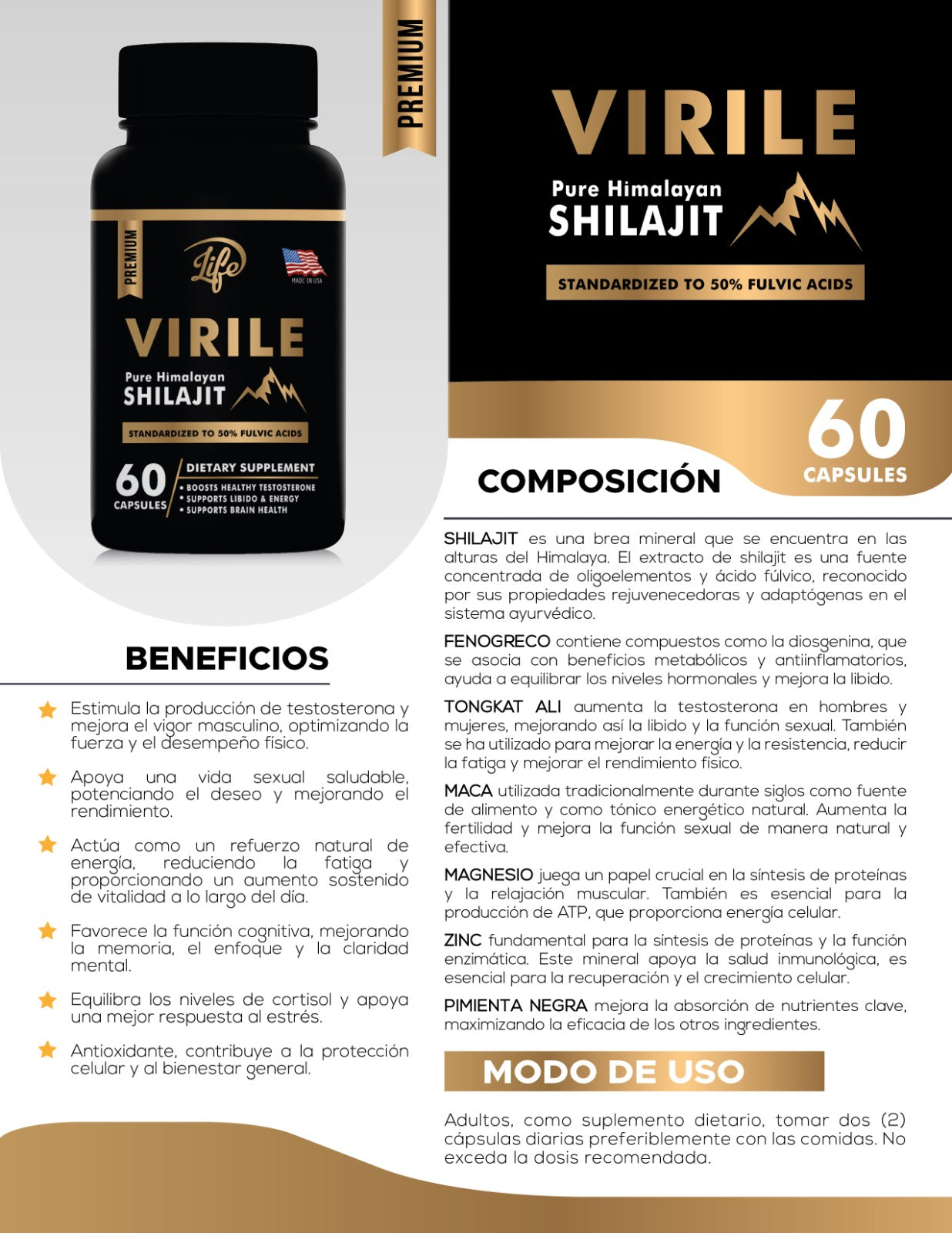 VIRILE SHILAJIT : Aumento Natural de Energía Infinita, Rendimiento Sexual 🔥 y Vitalidad Masculina 💪.