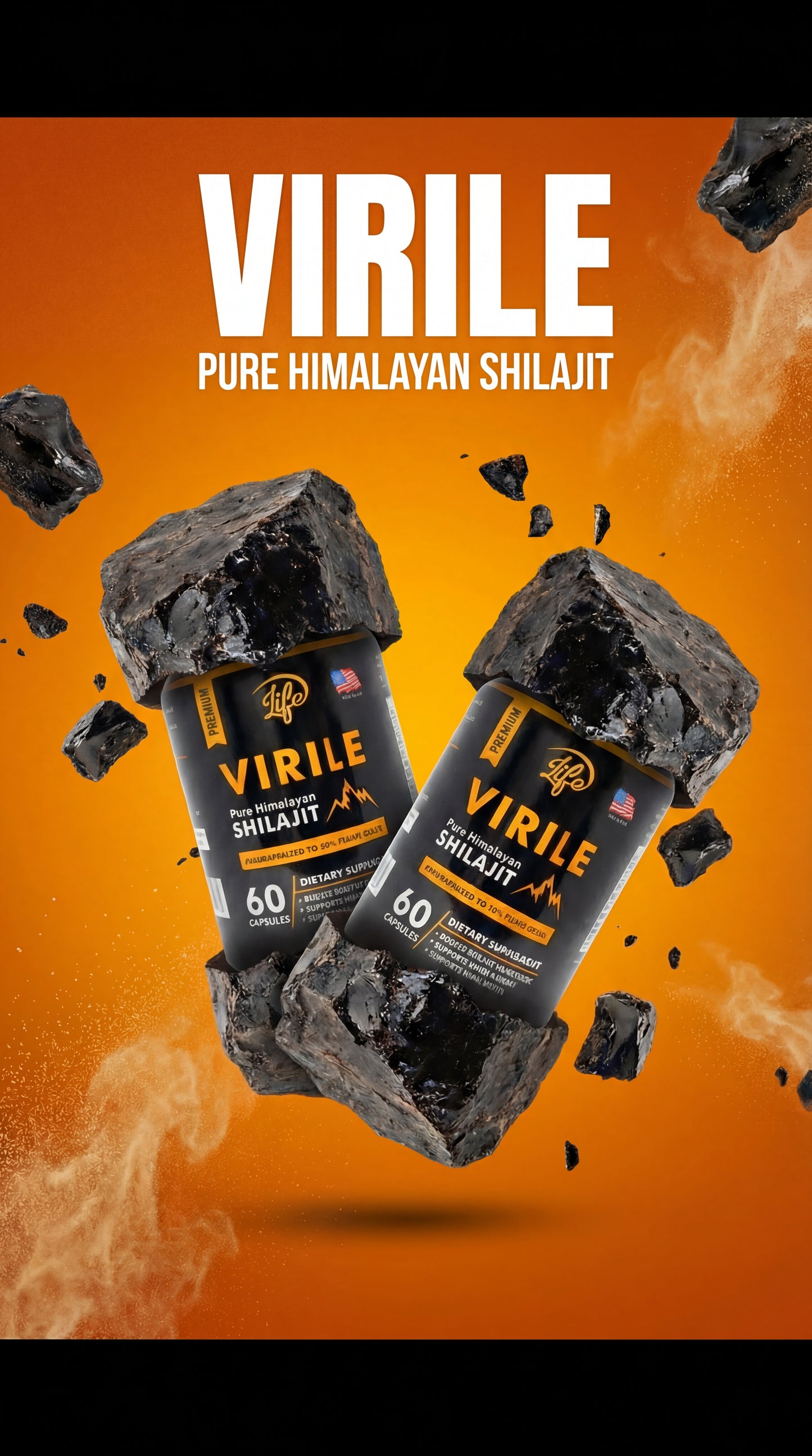 VIRILE SHILAJIT : Aumento Natural de Energía Infinita, Rendimiento Sexual 🔥 y Vitalidad Masculina 💪.